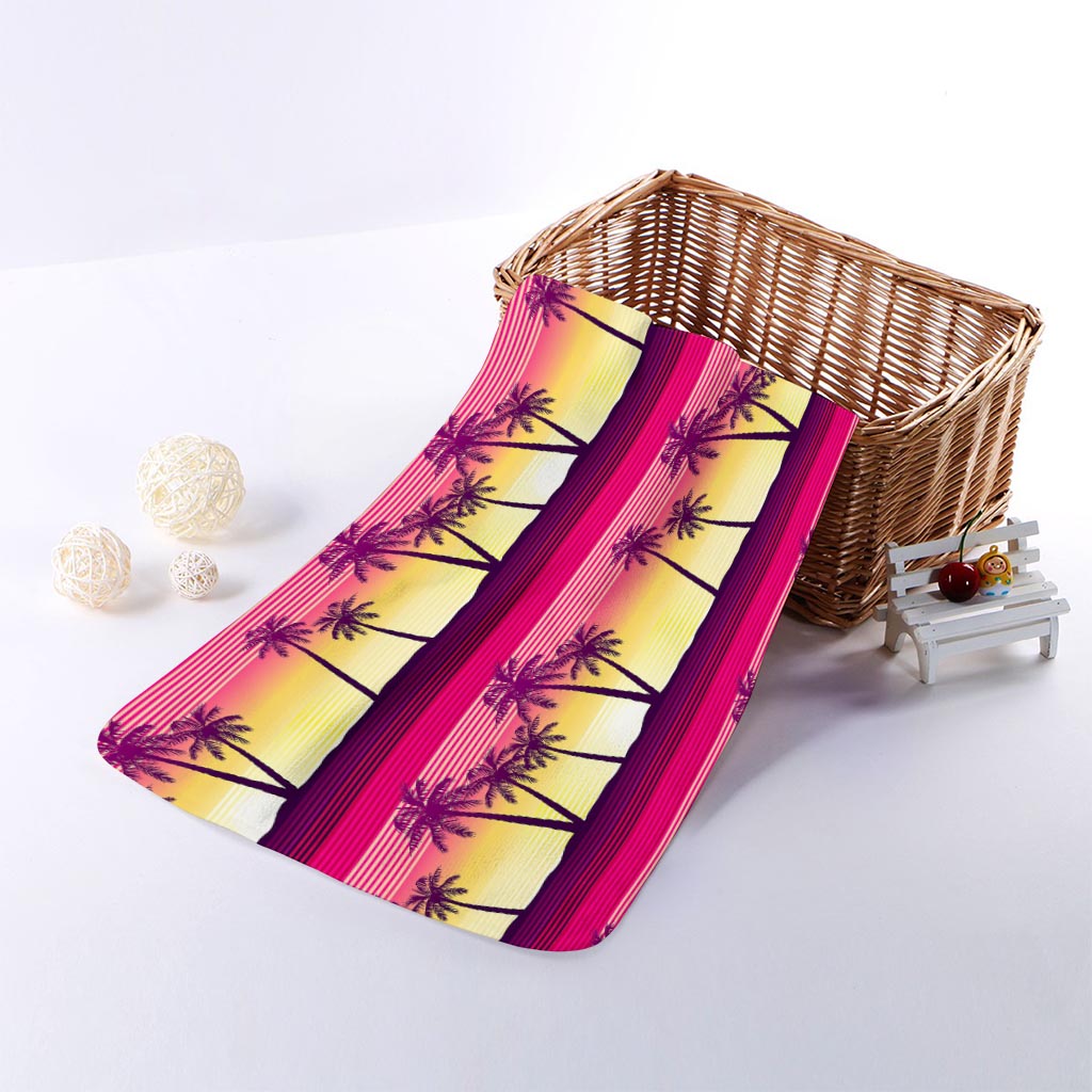 Sunset Palm Tree Pattern Print Towel