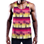 Sunset Palm Tree Pattern Print Training Tank Top