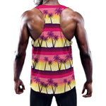 Sunset Palm Tree Pattern Print Training Tank Top