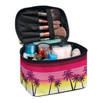 Sunset Palm Tree Pattern Print Travel Makeup Bag