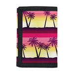 Sunset Palm Tree Pattern Print Trifold Wallet