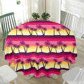 Sunset Palm Tree Pattern Print Waterproof Round Tablecloth