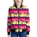 Sunset Palm Tree Pattern Print Women's Bomber Jacket