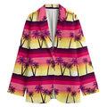 Sunset Palm Tree Pattern Print Women's Cotton Blazer