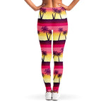 Sunset Palm Tree Pattern Print Women's Leggings