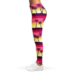 Sunset Palm Tree Pattern Print Women's Leggings