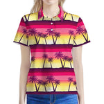 Sunset Palm Tree Pattern Print Women's Polo Shirt