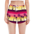 Sunset Palm Tree Pattern Print Women's Split Running Shorts