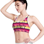 Sunset Palm Tree Pattern Print Women's Sports Bra