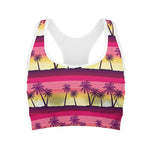 Sunset Palm Tree Pattern Print Women's Sports Bra