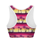 Sunset Palm Tree Pattern Print Women's Sports Bra