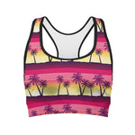 Sunset Palm Tree Pattern Print Women's Sports Bra