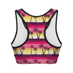 Sunset Palm Tree Pattern Print Women's Sports Bra