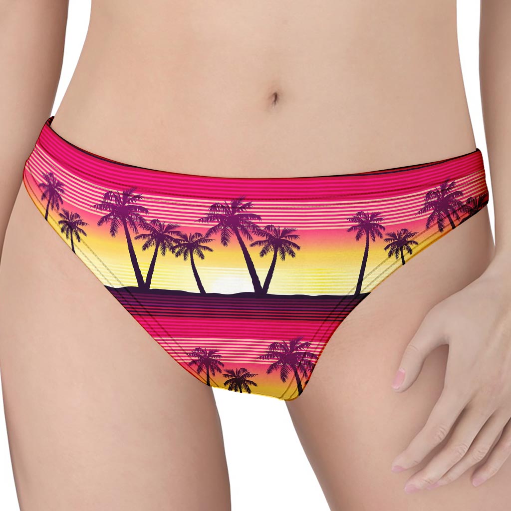 Sunset Palm Tree Pattern Print Women's Thong