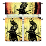 Sunset Samurai Warrior Print 3 Piece Kitchen Curtains