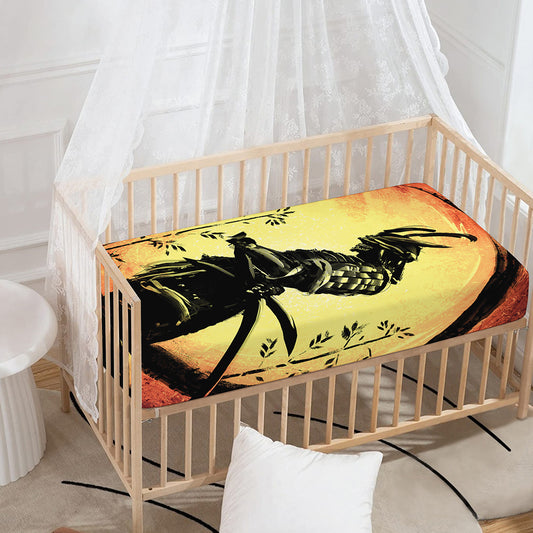 Sunset Samurai Warrior Print Baby Crib Sheet