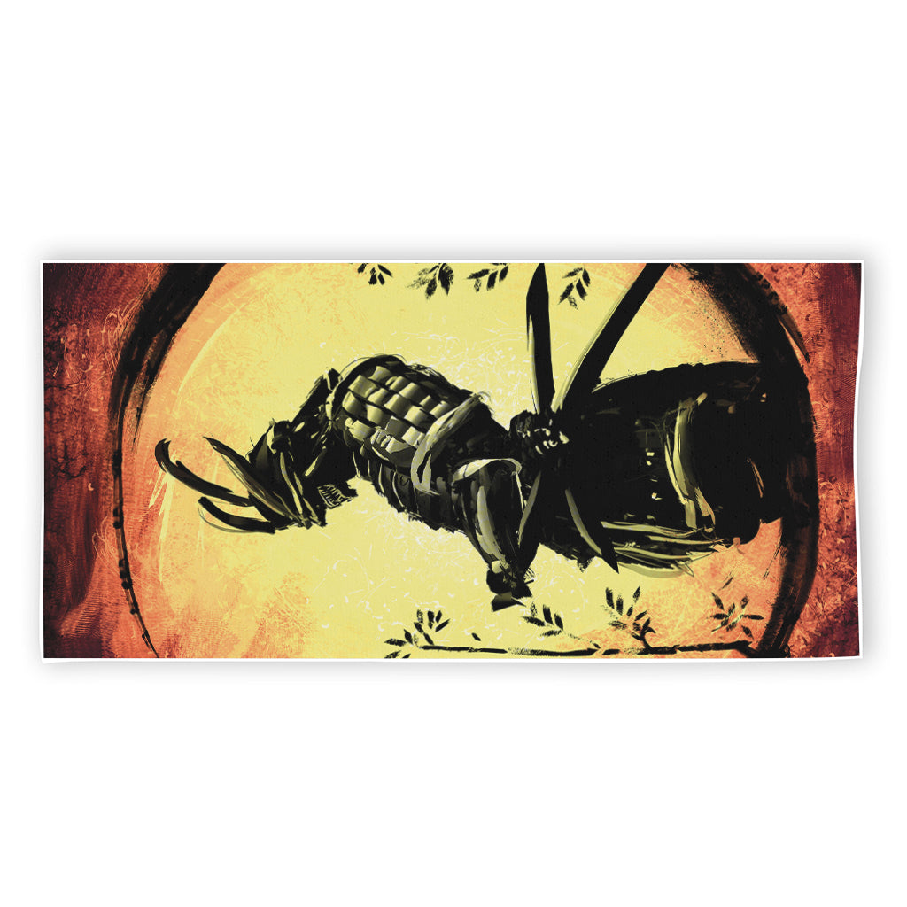 Sunset Samurai Warrior Print Beach Towel