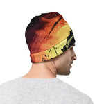 Sunset Samurai Warrior Print Beanie