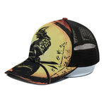 Sunset Samurai Warrior Print Black Mesh Trucker Cap