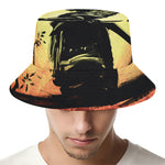 Sunset Samurai Warrior Print Bucket Hat