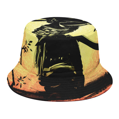 Sunset Samurai Warrior Print Bucket Hat