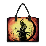 Sunset Samurai Warrior Print Canvas Tote Bag