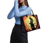 Sunset Samurai Warrior Print Canvas Tote Bag