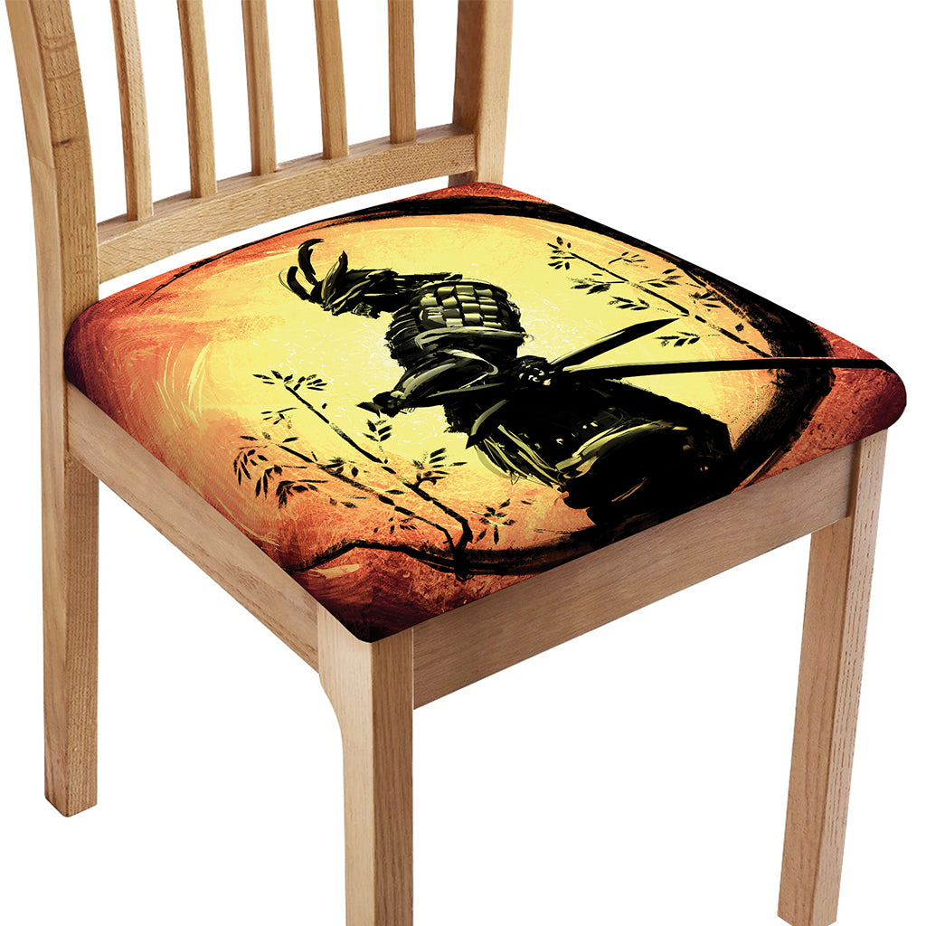 Sunset Samurai Warrior Print Chair Cushion Cover