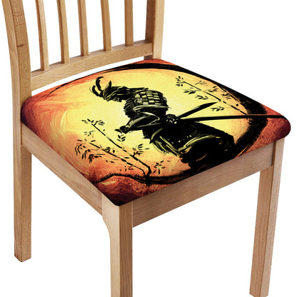 Sunset Samurai Warrior Print Chair Cushion Cover