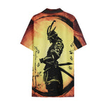 Sunset Samurai Warrior Print Cotton Hawaiian Shirt