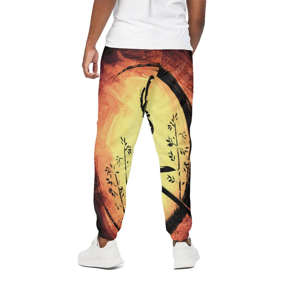 Sunset Samurai Warrior Print Cotton Pants