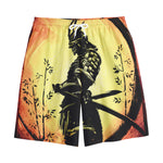Sunset Samurai Warrior Print Cotton Shorts