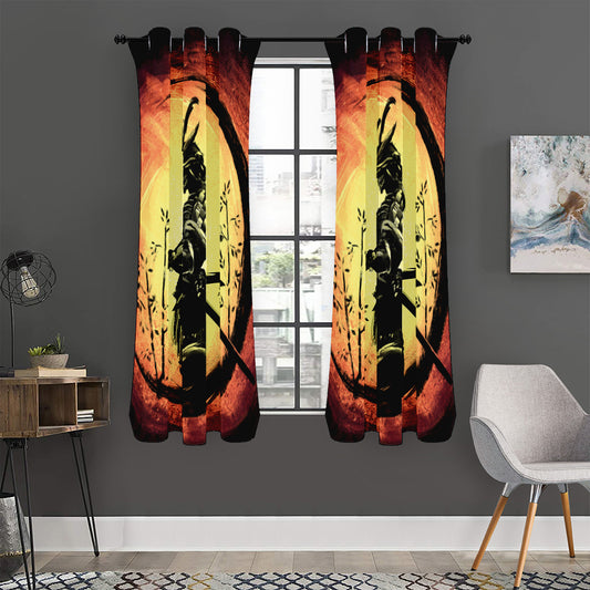 Sunset Samurai Warrior Print Curtain