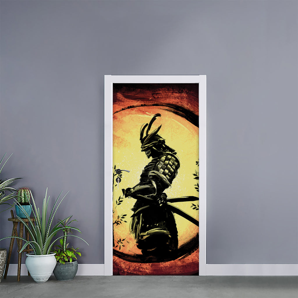 Sunset Samurai Warrior Print Door Sticker