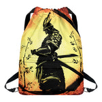 Sunset Samurai Warrior Print Drawstring Backpack