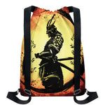 Sunset Samurai Warrior Print Drawstring Backpack