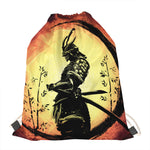 Sunset Samurai Warrior Print Drawstring Bag