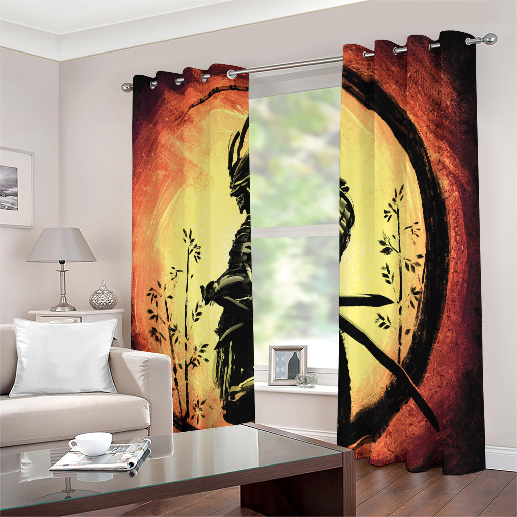 Sunset Samurai Warrior Print Extra Wide Grommet Curtains