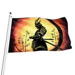 Sunset Samurai Warrior Print Flag