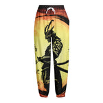 Sunset Samurai Warrior Print Fleece Lined Knit Pants