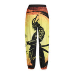 Sunset Samurai Warrior Print Fleece Lined Knit Pants