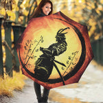 Sunset Samurai Warrior Print Foldable Umbrella