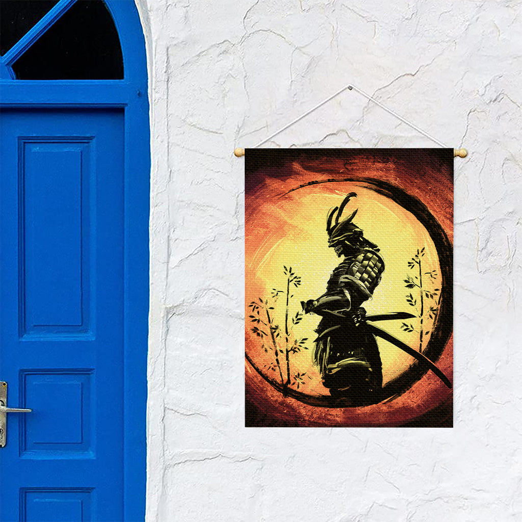 Sunset Samurai Warrior Print Garden Flag