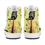 Sunset Samurai Warrior Print High Top Leather Sneakers