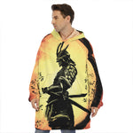 Sunset Samurai Warrior Print Hoodie Blanket