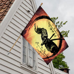 Sunset Samurai Warrior Print House Flag