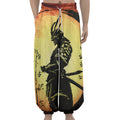 Sunset Samurai Warrior Print Lantern Pants