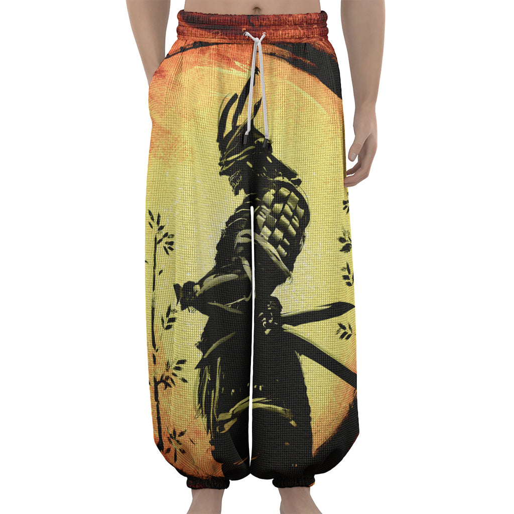 Sunset Samurai Warrior Print Lantern Pants