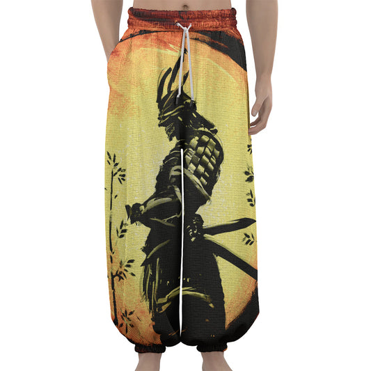 Sunset Samurai Warrior Print Lantern Pants