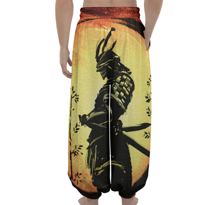 Sunset Samurai Warrior Print Lantern Pants